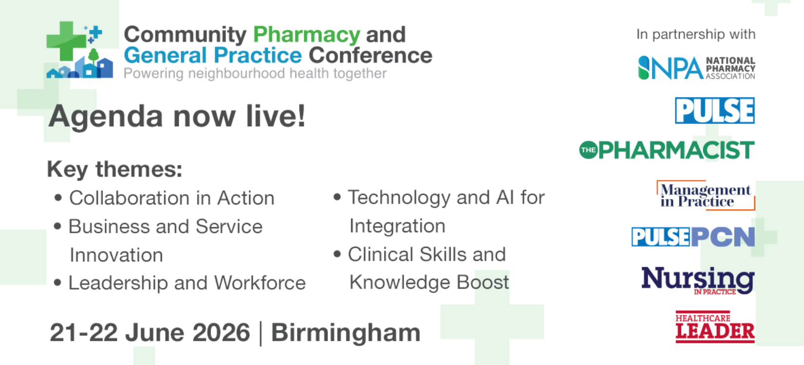 Outline agenda revealed for Community Pharmacy and General Practice Conference 